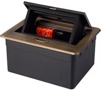 Выдвижной горизонтальный модуль ROCKETSOCKET в столешницу для розеток Livolo 2 поста, бронза RS-DSB-020-BZ