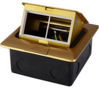 Выдвижной горизонтальный модуль ROCKETSOCKET в пол для розеток Livolo 2 поста, латунь RS-FSB-020-GD