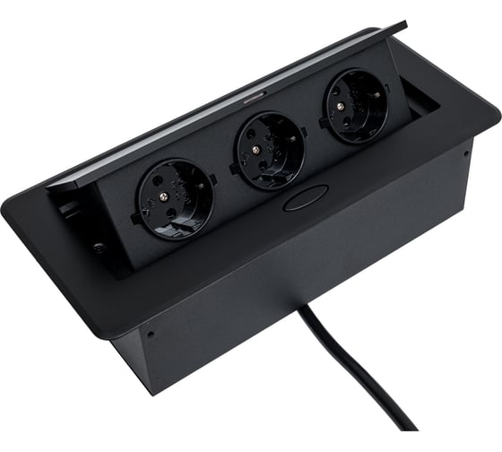 Розетка CACTUS CS-SOCKET-EU3-BK для столешницы (уп.:1шт) 1895571 1