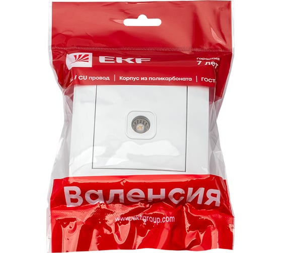 1-местная телевизионная розетка EKF Валенсия, 75Ом 5-862МГц белая PROxima EWA00-027-10