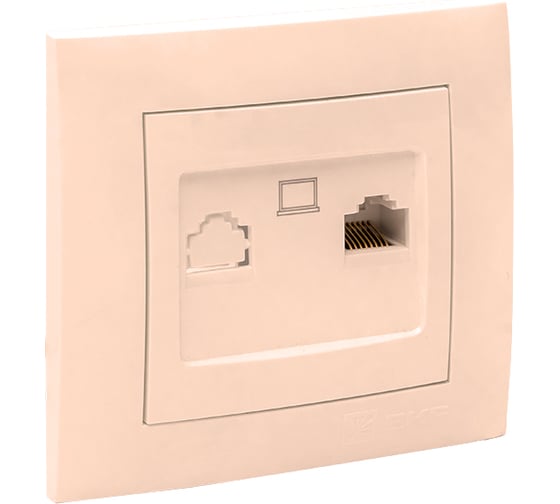 1-местная компьютерная розетка EKF Валенсия, RJ-45 кремовая PROxima EWK01-035-20