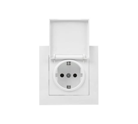 1-местная розетка EKF Валенсия, с заземлением 16А белая с крышкой и защитными шторками PROxima EWV10-124-10