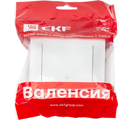 Проходной 1-клавишный выключатель EKF Валенсия, 10А белый PROxima EWV10-025-10