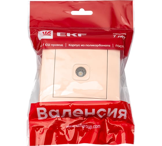 1-местная телевизионная розетка EKF Валенсия, 75Ом 5-862МГц кремовая PROxima EWA00-027-20