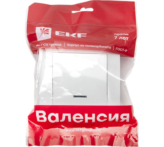 1-клавишный выключатель EKF Валенсия, 10А белый с индикатором PROxima EWV10-121-10