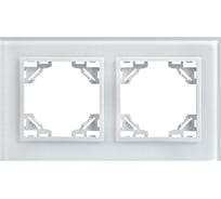 2-местная стеклянная рамка EKF Минск, белая Basic ERM-G-402-10