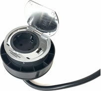 Встраиваемый удлинитель SFL round с led-индик /1 розетка + 1 usb/, хром шлифованный