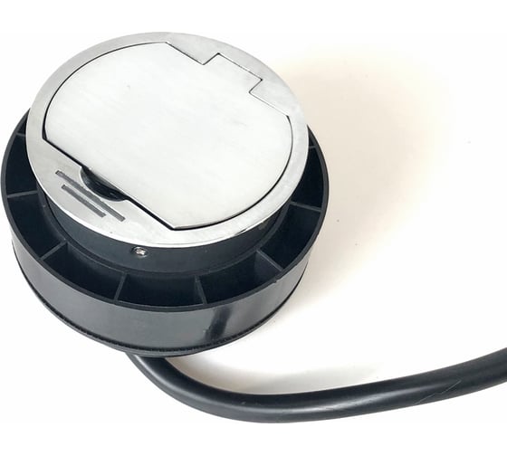 Встраиваемый удлинитель SFL round с led-индик /1 розетка + 1 usb/, хром шлифованный