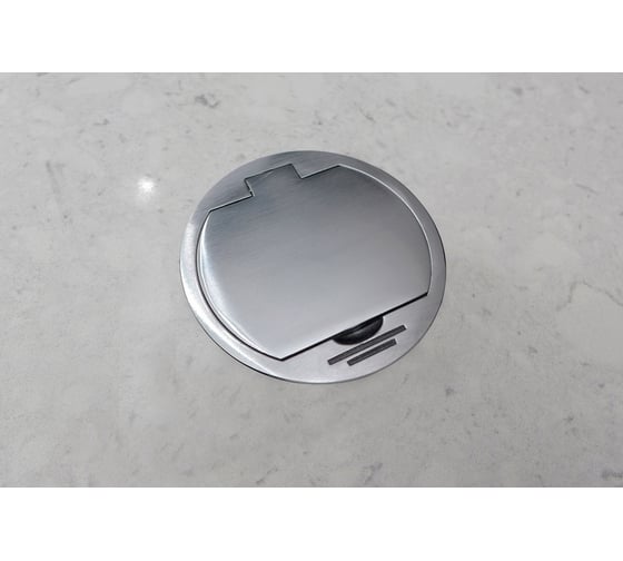 Встраиваемый удлинитель SFL round с led-индик /1 розетка + 1 usb/, хром шлифованный