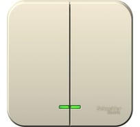 2-клавишный выключатель Systeme Electric BLANCA, открытой установки, с подсветкой, 6А, 250B, молочный BLNVA065112