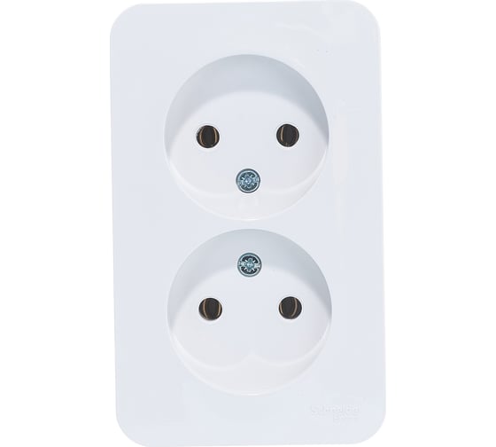 Двойная розетка Systeme Electric BLANCA О/У без заземления, без шторок, БЕЛЫЙ BLNRA000211