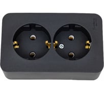 Двойная розетка Systeme Electric BLANCA О/У с заземлением, без шторок, АНТРАЦИТ BLNRA010206