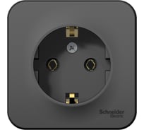 Розетка Systeme Electric BLANCA, открытой установки, с заземлением, без шторок, антрацит BLNRA010106
