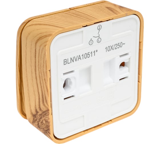 2-клавишный выключатель с подсветкой Systeme Electric BLANCA открытой установки, 10А, 250B, ясень BLNVA105115