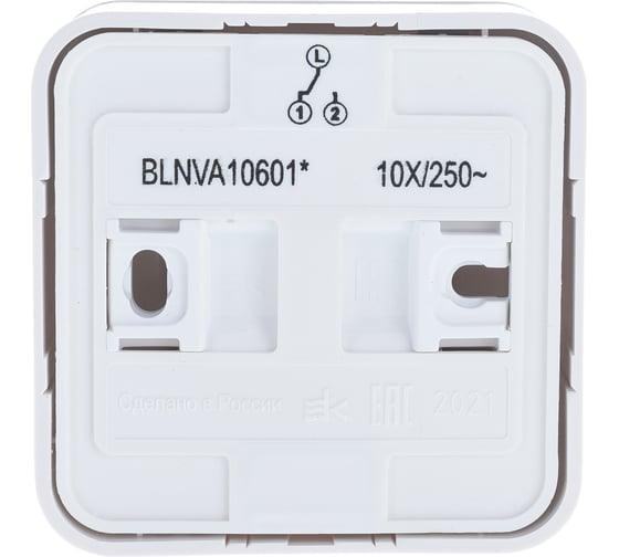 1-клавишный переключатель Systeme Electric BLANCA открытой установки, 10А, 250B, белый BLNVA106011