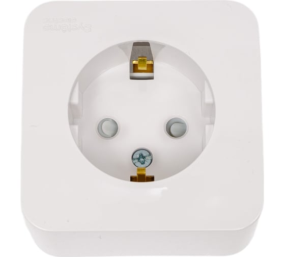 Розетка Systeme Electric BLANCA открытой установки, с заземлением, со шторками, белый BLNRA011101