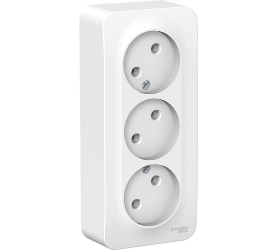 3-ая розетка Systeme Electric BLANCA открытой установки, без заземления, без шторок, белый BLNRA000311