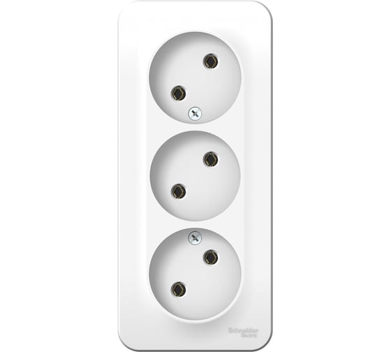 3-ая розетка Systeme Electric BLANCA открытой установки, без заземления, без шторок, белый BLNRA000311