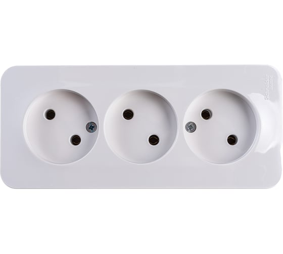 3-ая розетка Systeme Electric BLANCA открытой установки, без заземления, без шторок, белый BLNRA000311