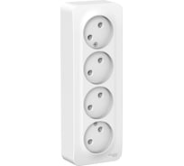 4-ая розетка Systeme Electric BLANCA открытой установки, без заземления, без шторок, белый BLNRA000411
