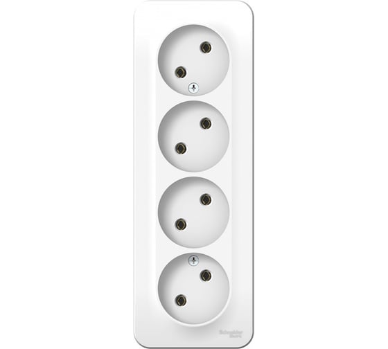 4-ая розетка Systeme Electric BLANCA открытой установки, без заземления, без шторок, белый BLNRA000411