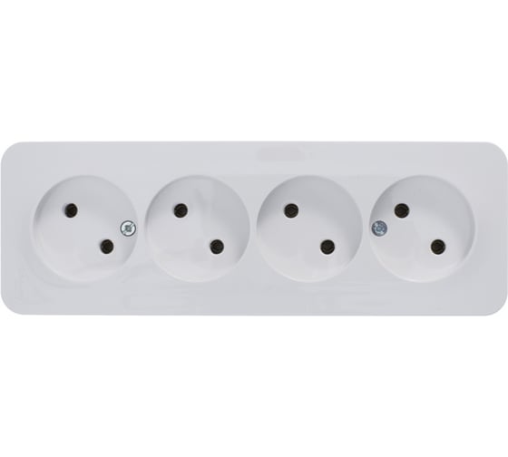 4-ая розетка Systeme Electric BLANCA открытой установки, без заземления, без шторок, белый BLNRA000411