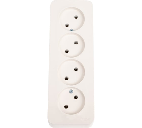 4-ая розетка Systeme Electric BLANCA открытой установки, без заземления, без шторок, молочный BLNRA000412 1