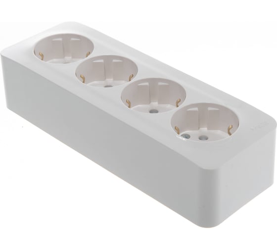 4-ая розетка Systeme Electric BLANCA открытой установки, с заземлением, со шторк, молочный BLNRA011412