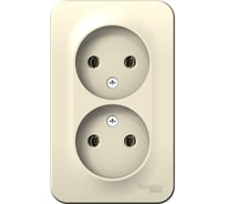Двойная розетка Systeme Electric BLANCA открытой установки, без заземления, без шторок, молочный BLNRA000212