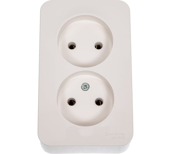 Двойная розетка Systeme Electric BLANCA открытой установки, без заземления, без шторок, молочный BLNRA000212