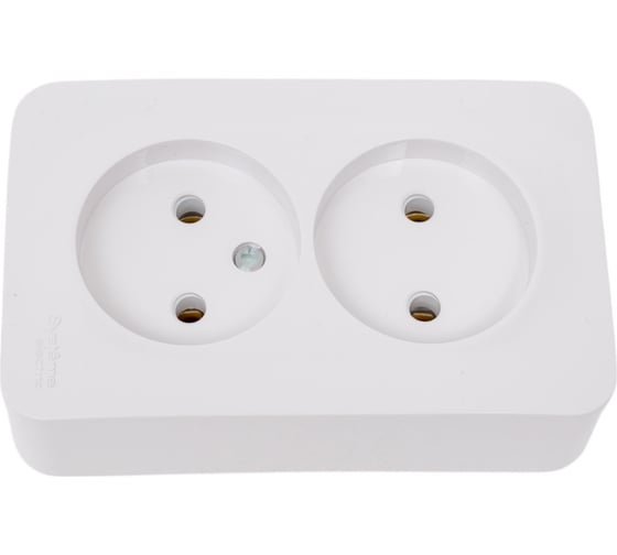 Двойная розетка Systeme Electric BLANCA открытой установки, без заземления, без шторок, белый BLNRA000201