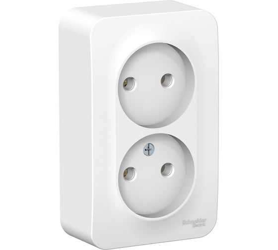 Двойная розетка Systeme Electric BLANCA открытой установки, без заземления, без шторок, белый BLNRA000201