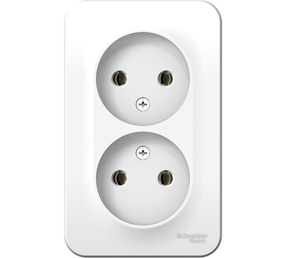 Двойная розетка Systeme Electric BLANCA открытой установки, без заземления, без шторок, белый BLNRA000201