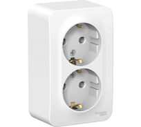 Двойная розетка Systeme Electric BLANCA открытой установки, с заземлением, без шторок, белый BLNRA010211