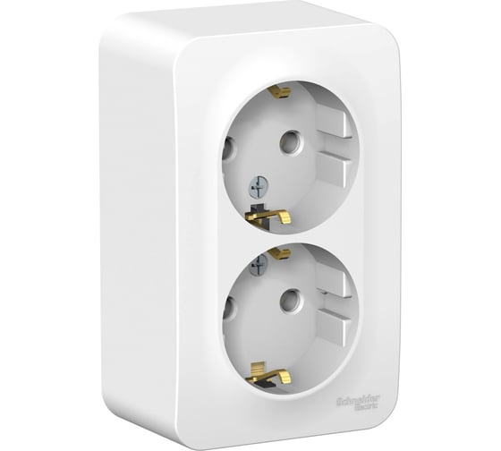 Двойная розетка Systeme Electric BLANCA открытой установки, с заземлением, без шторок, белый BLNRA010211