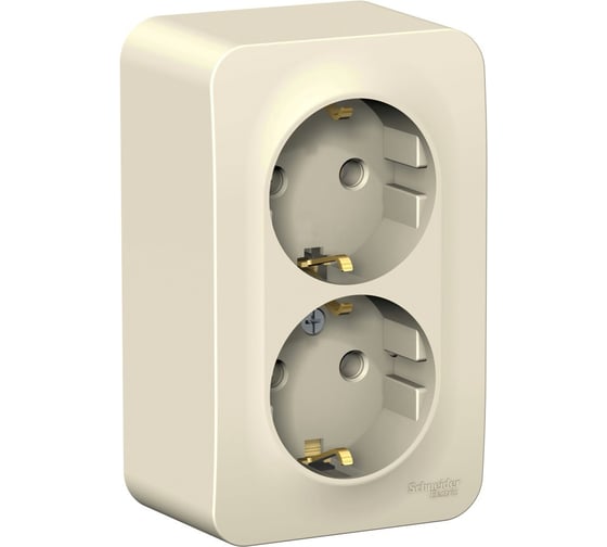 Двойная розетка Systeme Electric BLANCA открытой установки, с заземлением, без шторок, молочный BLNRA010212