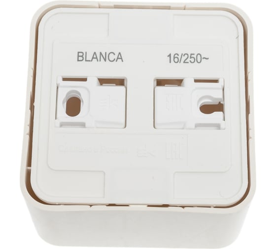 Розетка Systeme Electric BLANCA открытой установки, с заземлением, без шторок, молочный BLNRA010112