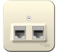 Двойная розетка Systeme Electric BLANCA открытой установки, компьютерная RJ45, категория 5E + телефонная RJ11, молочный BLNIA045112