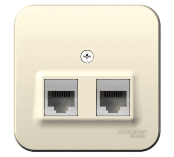 Двойная розетка Systeme Electric BLANCA открытой установки, компьютерная RJ45, категория 5E + телефонная RJ11, молочный BLNIA045112