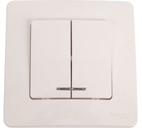 2-клавишный выключатель с подсветкой Systeme Electric BLANCA скрытой установки, 6А, 250B, молочный BLNVS006512
