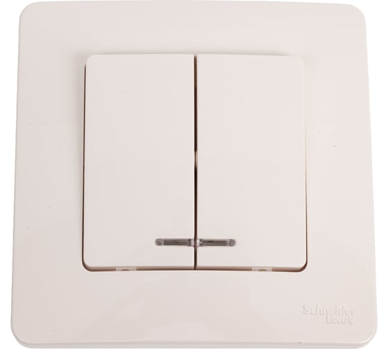 2-клавишный выключатель с подсветкой Systeme Electric BLANCA скрытой установки, 6А, 250B, молочный BLNVS006512