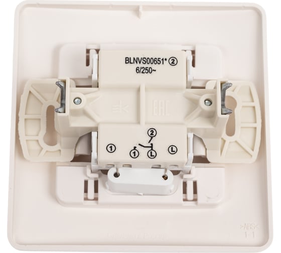 2-клавишный выключатель с подсветкой Systeme Electric BLANCA скрытой установки, 6А, 250B, молочный BLNVS006512