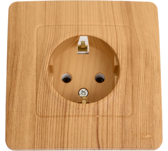 Розетка Systeme Electric BLANCA скрытой установки, с заземлением, без шторок, ясень BLNRS001015 1