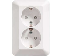 2-я розетка Systeme Electric ПРИМА скрытой установки, с заземлением, со шторками, 16А, 250В, белый RS16-212-B