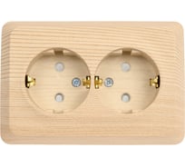 Двойная угловая розетка Systeme Electric ЭТЮД, О/У с заземлением, со шторками, 16А, сосна PA16-108D