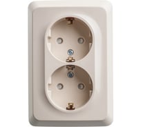 Двойная угловая розетка Systeme Electric ЭТЮД, O/У с заземлением, со шторками, 16А, кремовый PA16-108K