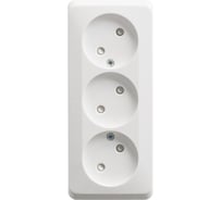 Тройная розетка Systeme Electric ЭТЮД, О/У без заземления, со штороками, 16А 250B белый PA16-010B