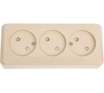 Тройная розетка без заземления со штороками Systeme Electric (Schneider Electric) ЭТЮД O/У 16А 250B, КРЕМОВЫЙ PA16-010K