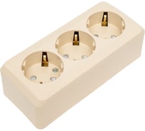 Тройная розетка Systeme Electric ЭТЮД, O/У с заземлением, со шторками, 16А 250B кремовый PA16-012K