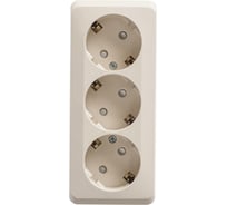 Тройная розетка Systeme Electric ЭТЮД, O/У с заземлением, со шторками, 16А 250B кремовый PA16-012K